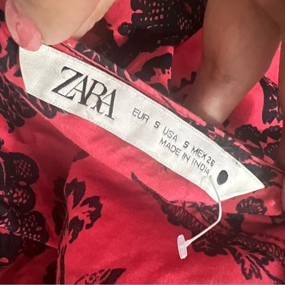 Zara Blogger Maxi Dress Red Floral Embroidered Beaded Sequins Balloon Sleeve NEW - Picture 12 of 12